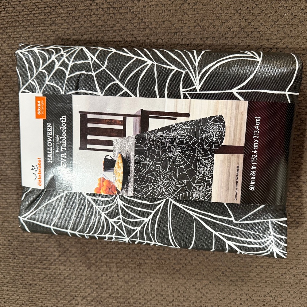 NWT Celebrate It Halloween Spiderweb PEVA tablecloth